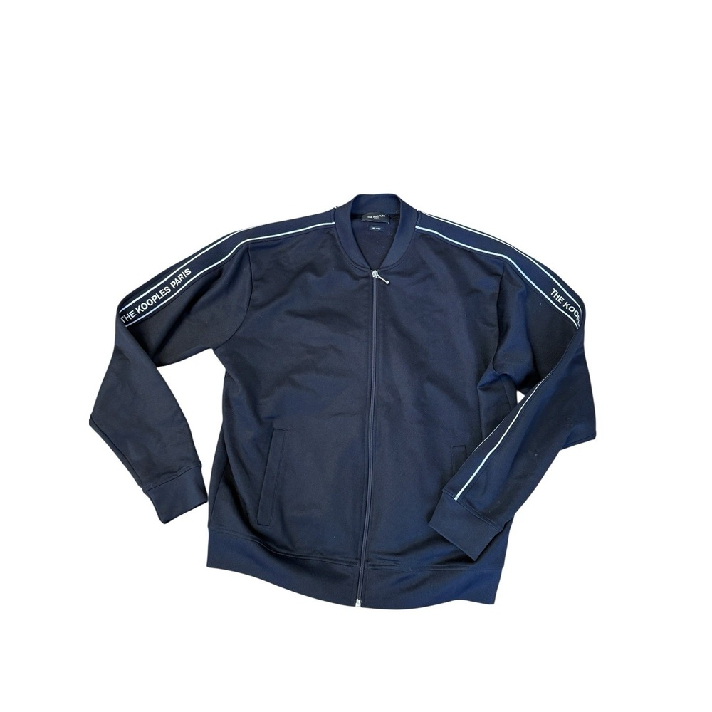The Kooples Men's Large Side Stripe Dark Navy Blue Relaxed Fit Track Jacket